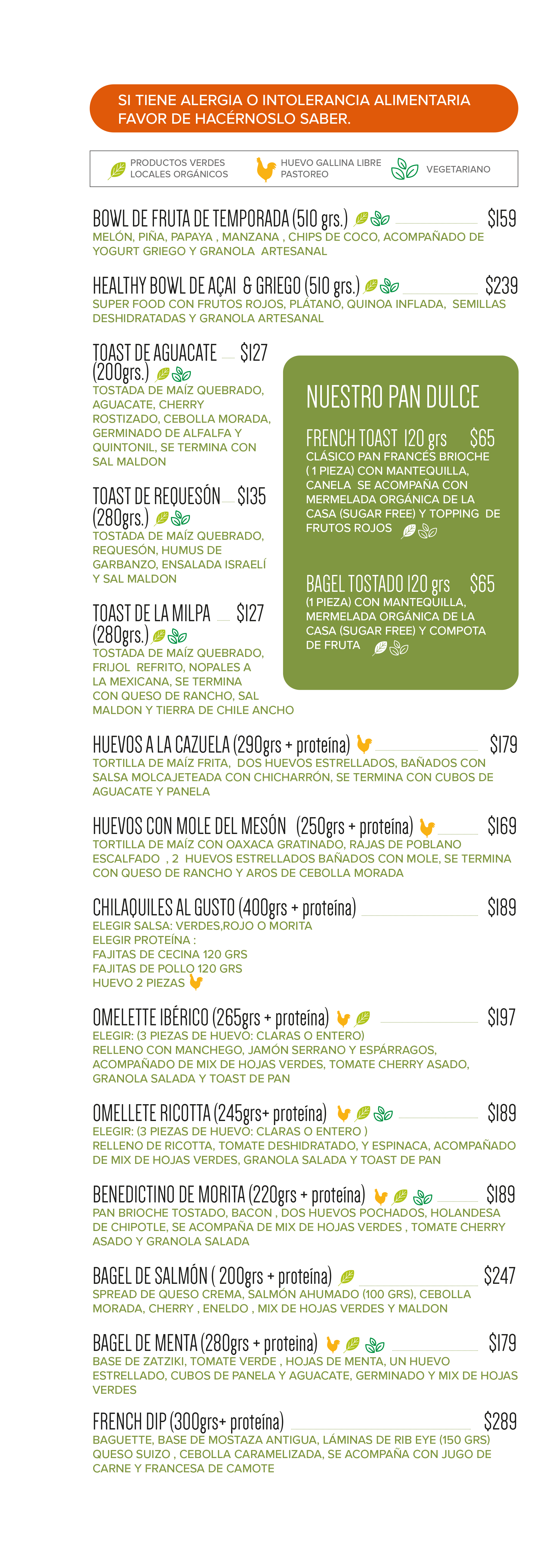 Carta de Desayunos — Página 1